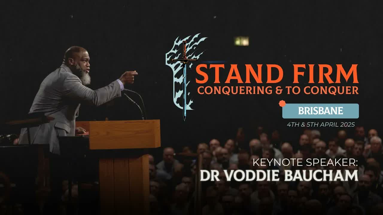 Stand Firm 2025 Conquering and to Conquer conference promotional artwork